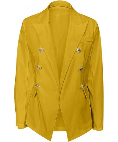 Women's Casual Blazer Lightweight Business Jacket Open Front Trendy Outwear Long Sleeve Lapel Button Coats 2024 Yellow $6.55 ...