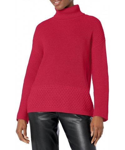 Women's Bobble Stitch Long Sleeve Sweater Cranberry $25.97 Sweaters