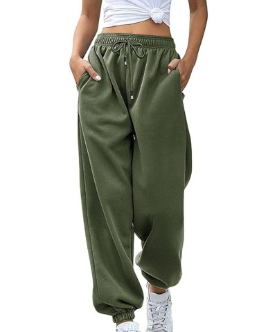 Womens High Waisted Sweatpants Cinch Bottom Joggers Pants Active Workout Lounge Trousers Loose Fit Track Pants A14-army Green...