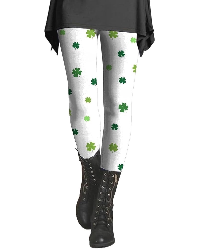 St. Patrick's Day Women's Irish Green Shamrock Leggings Clover Printed Stretchy Yoga Pants High Waisted Saint Tights 3-green ...