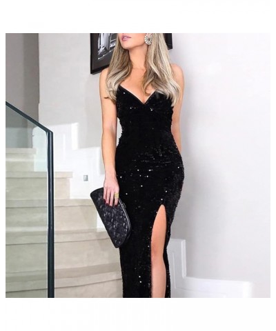 Sequin Dress for Party Night Women's Sparkle Glitter Club Dress Sexy Mock Neck Birthday Dress for Date Night Blackd2 $8.09 Dr...