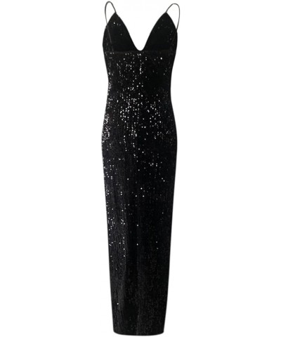 Sequin Dress for Party Night Women's Sparkle Glitter Club Dress Sexy Mock Neck Birthday Dress for Date Night Blackd2 $8.09 Dr...