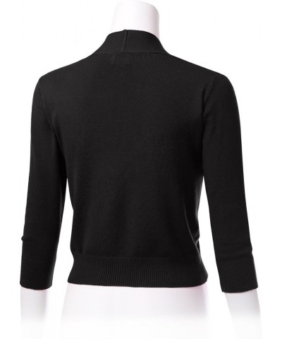 Women's 3/4 Sleeve Open Front Cropped Bolero Cardigan Shrug Sweater Black $19.13 Sweaters