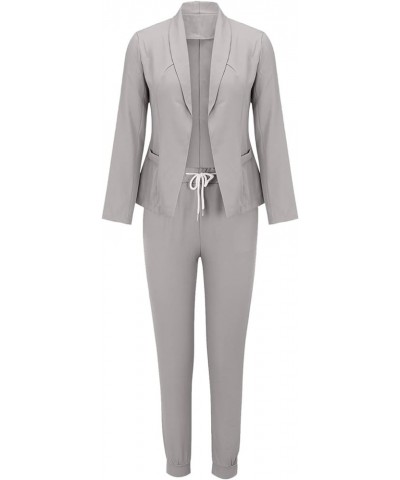 Suits for Women Casual 2 Piece Outfits Professional Business Long Sleeve Set Office Open Front Slim Blazer and Pants A01-busi...