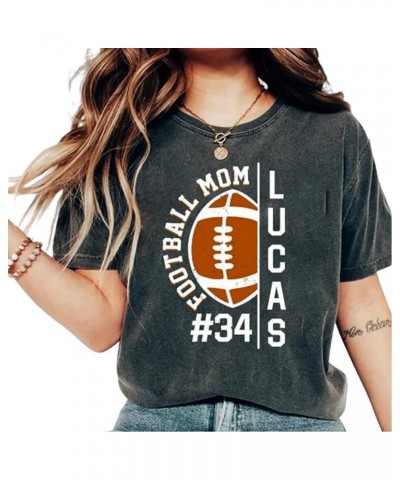 Women Game Day Shirts Funny Football Mom Graphic T-Shirt Short Sleeve Tee Tops Dark Grey-1 $7.79 T-Shirts