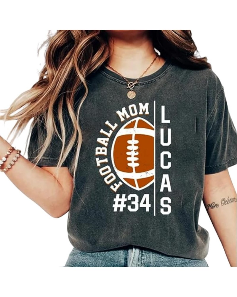 Women Game Day Shirts Funny Football Mom Graphic T-Shirt Short Sleeve Tee Tops Dark Grey-1 $7.79 T-Shirts