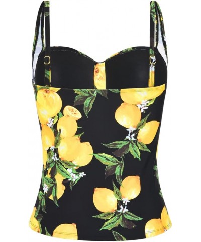 Women's Ruched Front Twist Tankini Tops Tummy Control Swimsuits Bathing Suits Retro Swim Tops Lemon $16.92 Swimsuits