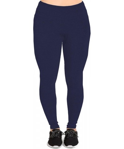 Womens Plus Size Leggings - Cotton Full Length Womens Leggings Plus Size. Great for Gym, Workout, Or Yoga. 1X-5X Navy $12.74 ...