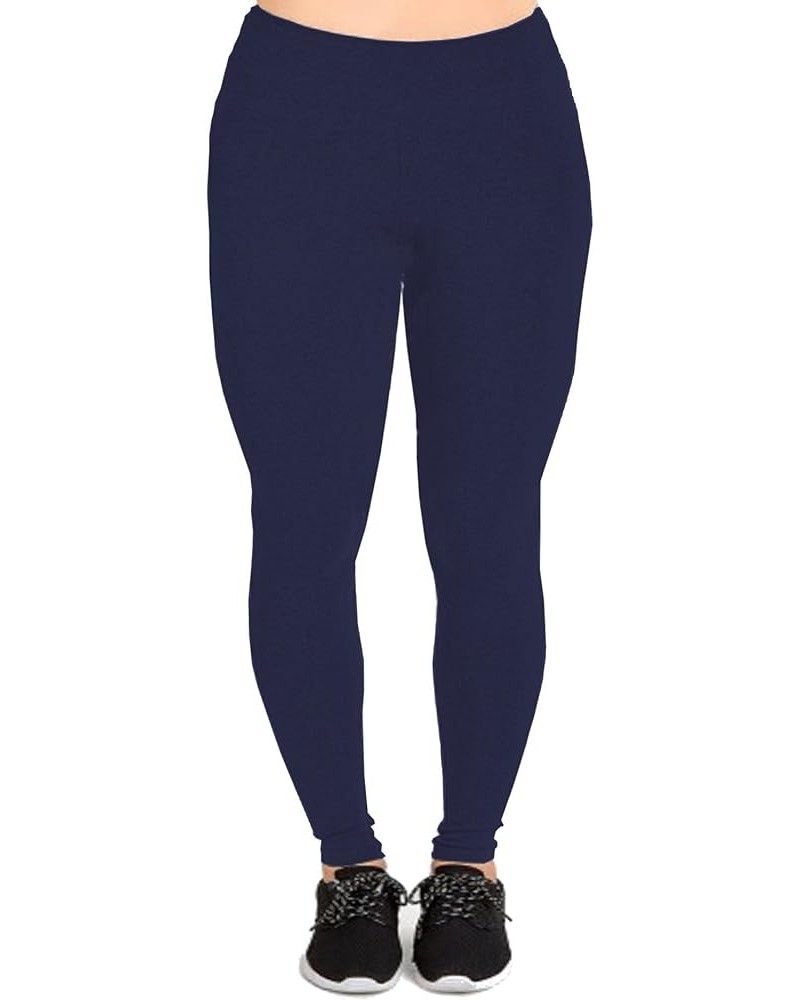 Womens Plus Size Leggings - Cotton Full Length Womens Leggings Plus Size. Great for Gym, Workout, Or Yoga. 1X-5X Navy $12.74 ...