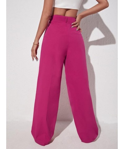 Women's Women's Solid High Waisted Button Straight Flare Leg Jeans Casual Denim Pants Hot Pink $23.03 Pants