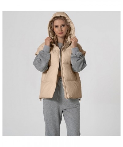 Women's Puffer Vest Stand Collar Sleeveless Zip Up Padded Gilet with Pockets Khaki $8.99 Vests