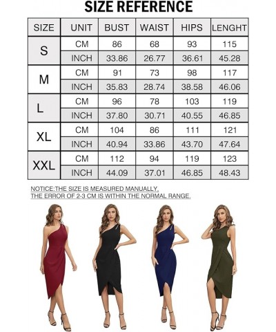 Women's One Shoulder Cocktail Dress 2023 Summer Dresses Sexy Cutout Ruched Slit Wrap Party Formal Midi Dresses Army Green $17...