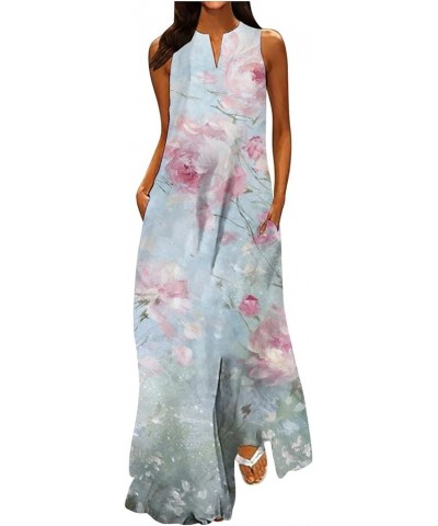 Womens Plus Size Long Dresses Summer Casual Floral Sleeveless Crewneck Shirt Dress Swing Maxi Dress Boho Beach Dress 07 Pink ...