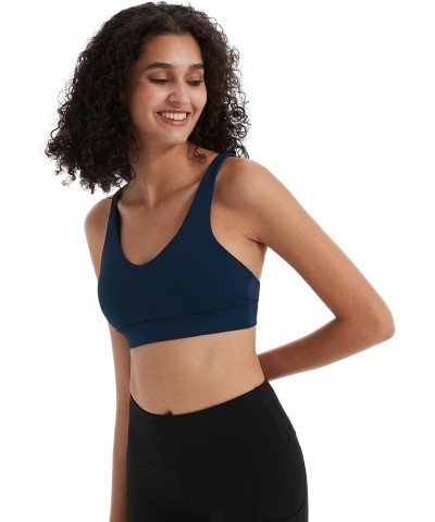 Sports Bra for Women, Sexy Crisscross Back Low Impact Padded Strappy Yoga Bra with Removable Cups Navy $12.18 Lingerie