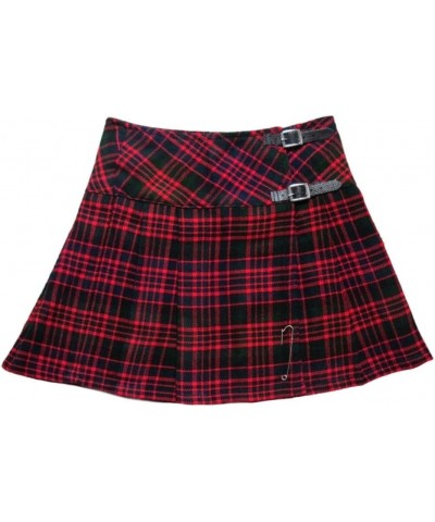 Womens 20" Plaid Knee Length Kilt Billie Skirt Leather Buckled Straps Macdonald $16.75 Skirts