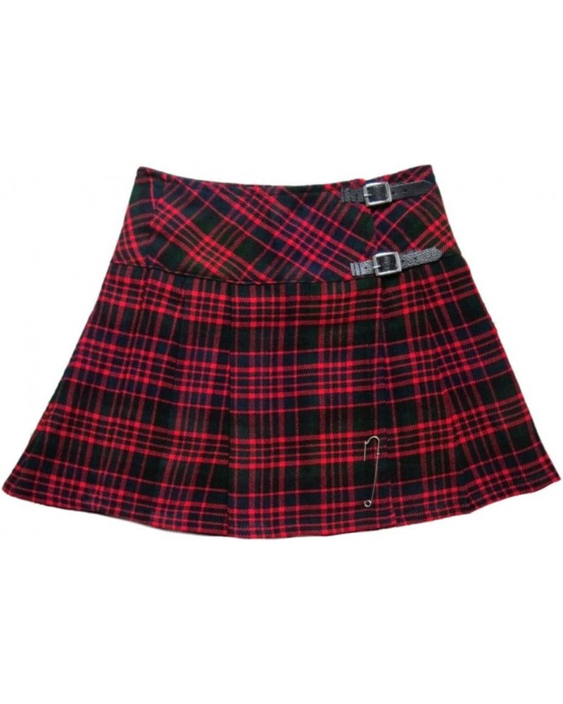 Womens 20" Plaid Knee Length Kilt Billie Skirt Leather Buckled Straps Macdonald $16.75 Skirts