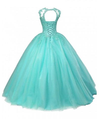 Women's Beaded Appliques Prom Dress Long Ball Gown Quinceanera Dresses Tulle Formal Sweet 16 Dress for Teens Teal $56.73 Dresses