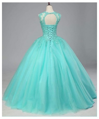 Women's Beaded Appliques Prom Dress Long Ball Gown Quinceanera Dresses Tulle Formal Sweet 16 Dress for Teens Teal $56.73 Dresses