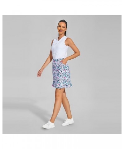 Womens 20" Skort Knee Length Ruffle Golf Skirts for Women with Pockets Shorts Dressy Casual Summer Colorful Flowers $24.59 Sk...