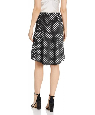 Women's Tie-Waist Ity Stretch A-line Mid-Length Skirt Black/White Dot $7.78 Skirts