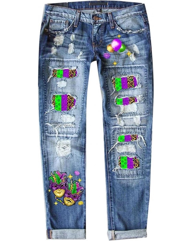 Women Sunflower Patch High Waist Ripped Distressed Stretchy Plus Size Denim Skinny Jeans Flower Print Sculpting Slim Fit Juni...