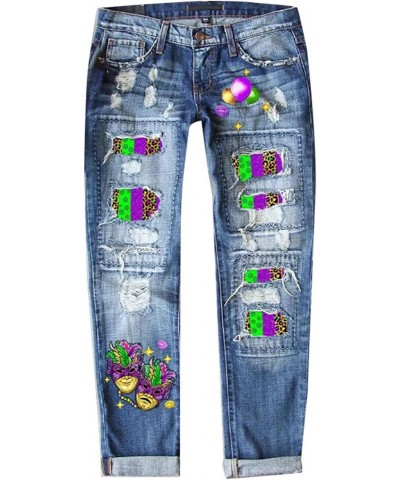 Women Sunflower Patch High Waist Ripped Distressed Stretchy Plus Size Denim Skinny Jeans Flower Print Sculpting Slim Fit Juni...