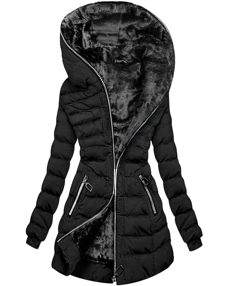 Women's Winter Parka Coats Winter Coats Warm Jacket Long Parka Coat Winter Jacket with Fur Trim 07 Black $23.77 Coats