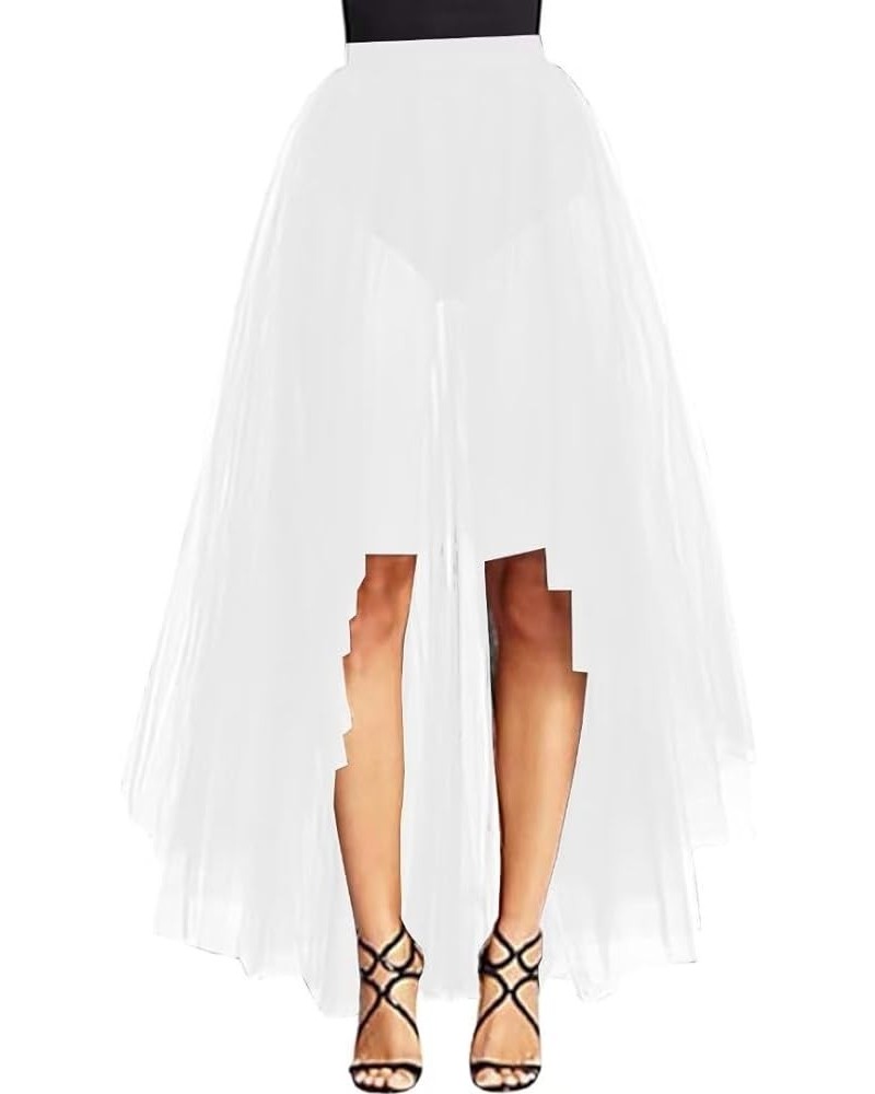 Women's Special Occasion High Low Evening Halloween Tulle Skirt White $15.63 Skirts