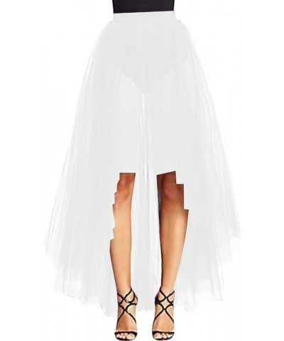 Women's Special Occasion High Low Evening Halloween Tulle Skirt White $15.63 Skirts