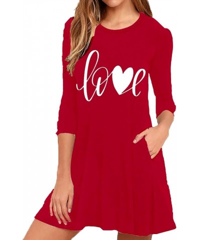 St Patricks Day Dress Women‘s Green Shamrock Dress Irish Outfits Long Sleeve Clover Tunic Dress Red Love H $18.87 Dresses