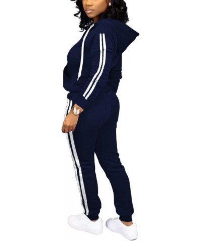 Womens Two Piece Outfits Casual Sweatsuits Solid Tracksuit Jogging Sweat Suits Matching Jogger Hoodie Pants Set Dark Blue $21...