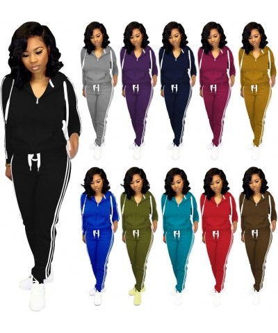 Womens Two Piece Outfits Casual Sweatsuits Solid Tracksuit Jogging Sweat Suits Matching Jogger Hoodie Pants Set Dark Blue $21...