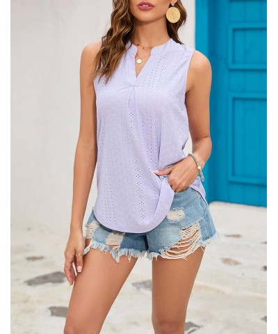 Tank Top for Women Sleeveless V Neck Tops Dressy Casual Summer Blouses Trendy Eyelet Office Work Shirts Purple $8.45 Tanks