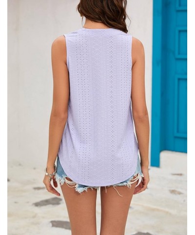 Tank Top for Women Sleeveless V Neck Tops Dressy Casual Summer Blouses Trendy Eyelet Office Work Shirts Purple $8.45 Tanks