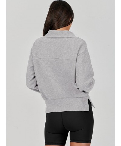 Womens Half Zip Pullover Long Sleeve Sweatshirt Cropped Quarter Hoodie Casual 2023 Y2K Clothes Top Grey $16.82 Hoodies & Swea...