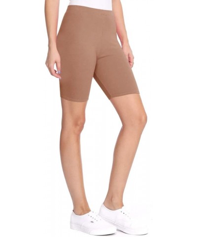 Women's High Waist Elastic Band Solid Active Yoga Biker Shorts Pants Hpa00681 Mocha $10.99 Others