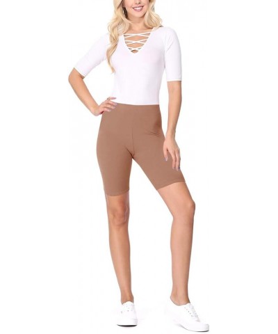 Women's High Waist Elastic Band Solid Active Yoga Biker Shorts Pants Hpa00681 Mocha $10.99 Others