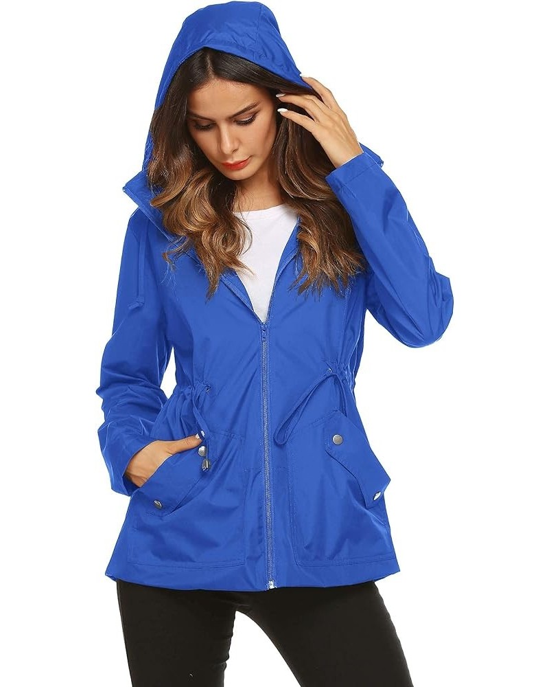 Rain Jacket Women Waterproof with Lined Raincoat Outdoor Active Travel Hiking Royal Blue $20.70 Coats