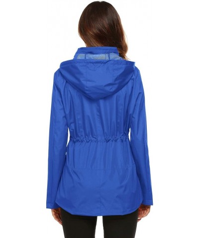 Rain Jacket Women Waterproof with Lined Raincoat Outdoor Active Travel Hiking Royal Blue $20.70 Coats