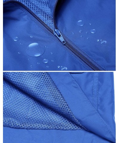 Rain Jacket Women Waterproof with Lined Raincoat Outdoor Active Travel Hiking Royal Blue $20.70 Coats