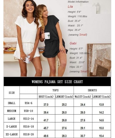 Womens Pajama Sets Shorts Soft Lounge Sets Short Sleeve V Neck Pj Set Sleepwear Top with Causal Pj Shorts Grey $19.79 Sleep &...