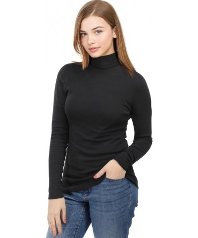 Long Sleeve Turtleneck Women Thermal Base Layer Slim Fit Active Shirt Black $7.01 Underwear