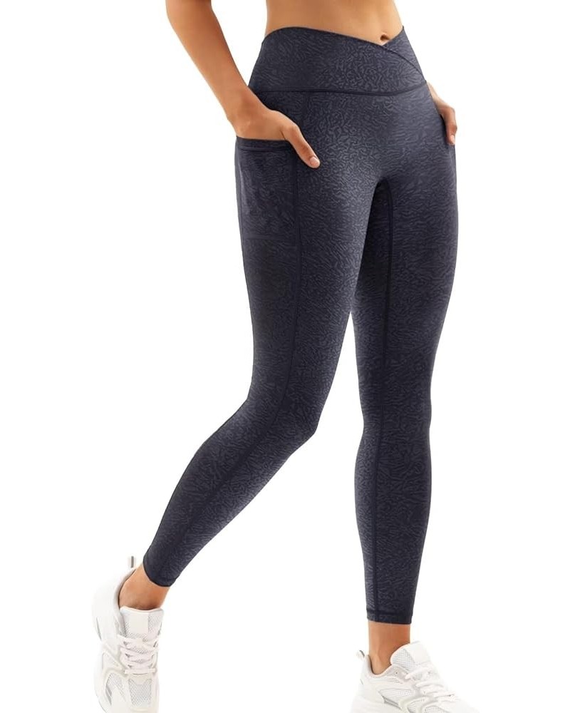 Women Crossover Gym Leggings with Pockets Buttery Soft High Waisted Booty Legging V Cross Waist Workout Yoga Pants 1 Pack-sha...