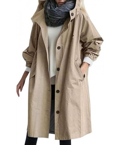 Women's Trench Coat Long Double-Breasted Spring Fashion Windbreaker Jackets Cute Classic Lapel Slim Overcoat Outerwear 01-kha...