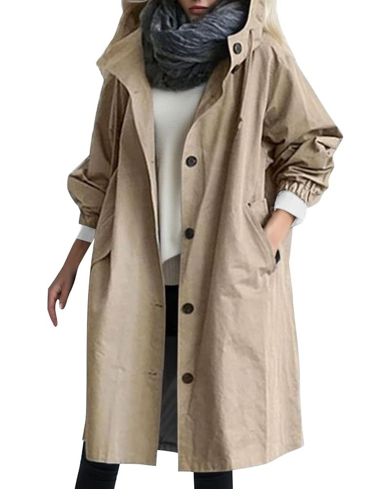 Women's Trench Coat Long Double-Breasted Spring Fashion Windbreaker Jackets Cute Classic Lapel Slim Overcoat Outerwear 01-kha...