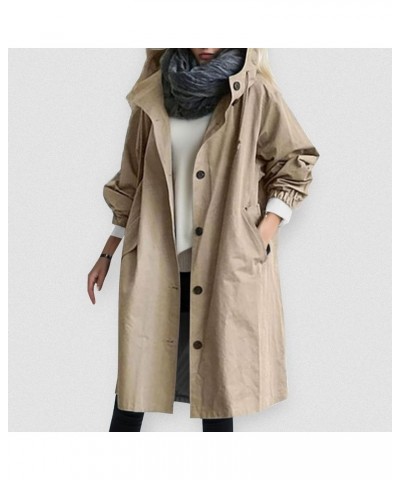 Women's Trench Coat Long Double-Breasted Spring Fashion Windbreaker Jackets Cute Classic Lapel Slim Overcoat Outerwear 01-kha...