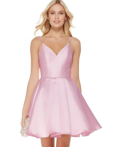 Women's Short Homecoming Dresses for Teens 2024 V Neck Satin Prom Cocktail Gowns Pink $26.03 Dresses