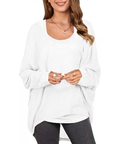 Women's Off-Shoulder Batwing Sleeve Blouse Casual Loose Oversized Baggy T-Shirt Sweater Pullover Top White $18.35 Sweaters