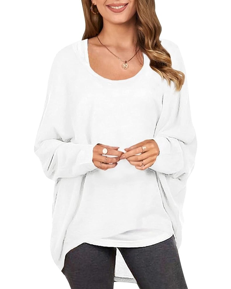 Women's Off-Shoulder Batwing Sleeve Blouse Casual Loose Oversized Baggy T-Shirt Sweater Pullover Top White $18.35 Sweaters