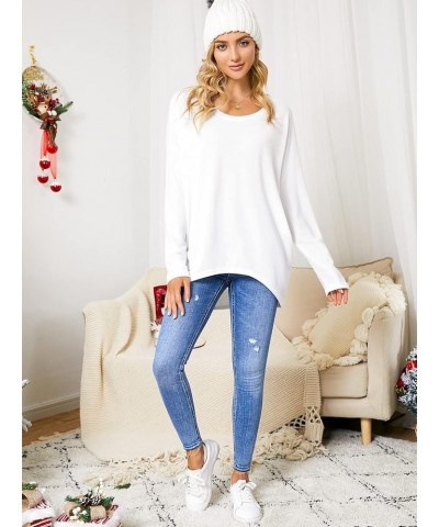 Women's Off-Shoulder Batwing Sleeve Blouse Casual Loose Oversized Baggy T-Shirt Sweater Pullover Top White $18.35 Sweaters